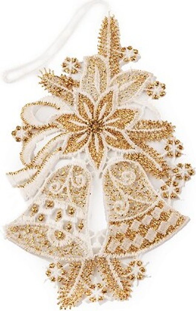 1 Spitze 8,5x12,5cm Glocken Weihnachten Winter gold-beige