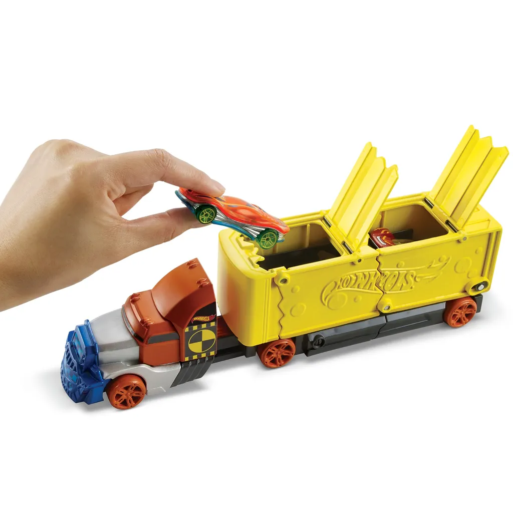 Camion Transporteur Hot Wheels Super Stunt avec Rampe de Lancement