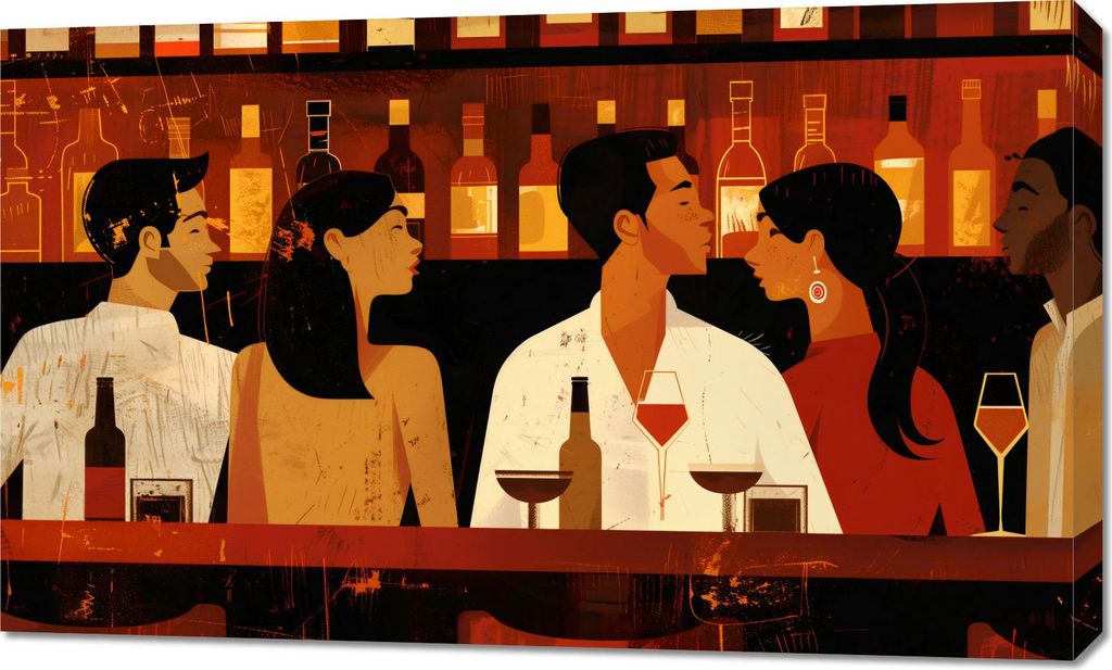 Bild 100x60cm Treffen bei Wein