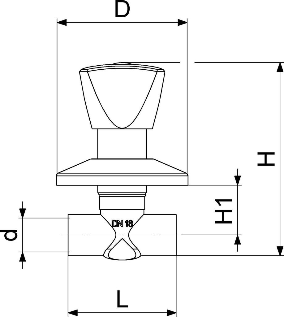 Js Up-Ventil, Dreikanthaubengriff Loetanschluss 18, Messing