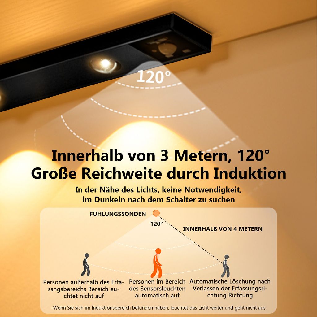 60cm LED Unterbauleuchte Akku Dimmbar Sensor, Küchenlampe Produktbild 3