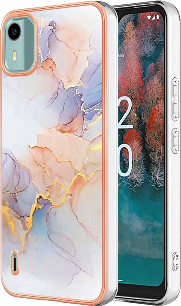 Hülle für Nokia C12 Muster TPU Silikon Stoßdämpfer Bumper Schutzhülle Grau