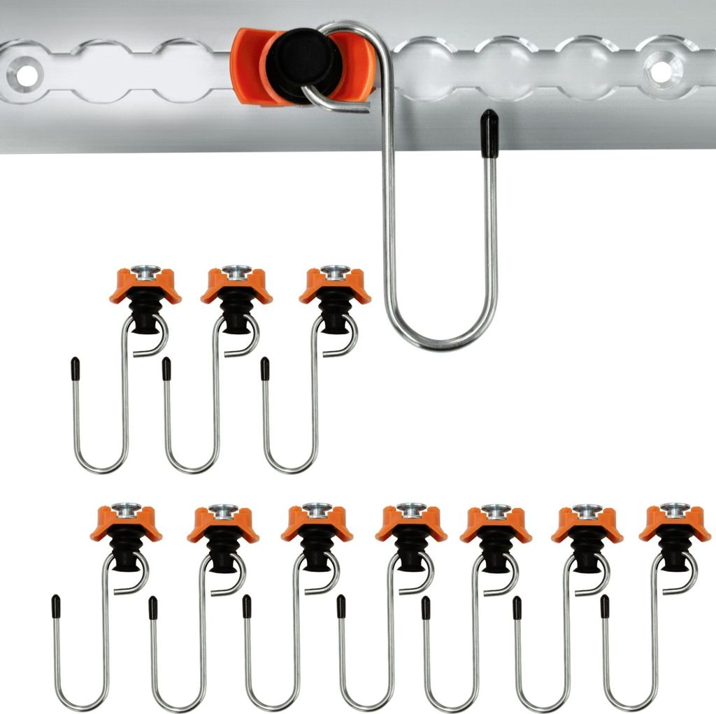 Fitting mit Haken für Airlineschiene, Zubehör zum Aufhängen bis 50 kg – 10er Set | Airlineschienen Fittings für Lieferwagen, Wohnmobile, LKWs