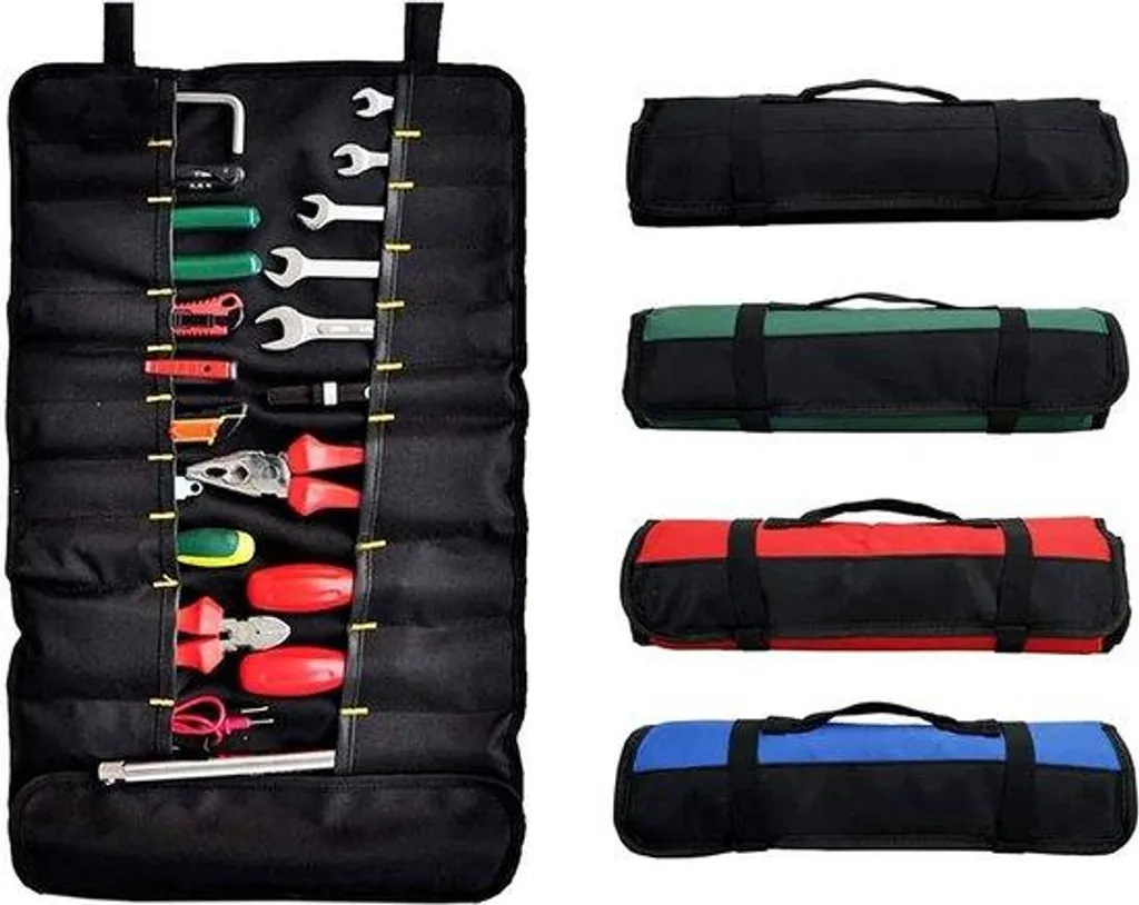 Organisateur d'outillage textile rouge pliable : 38 poches de rangement