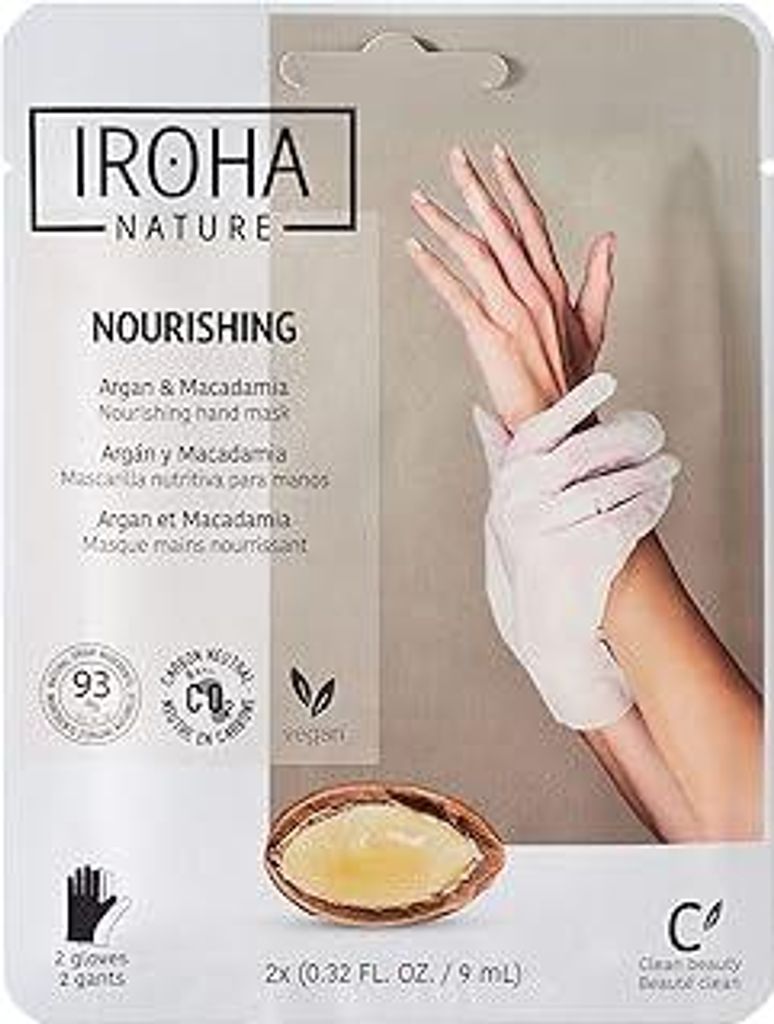 Iroha Nature - Nährende Handmasken-Handschuhe | Arganöl und Macadamia | Intensive Pflege für trockene Hände | 93% natürliche Inhaltsstoffe | V...