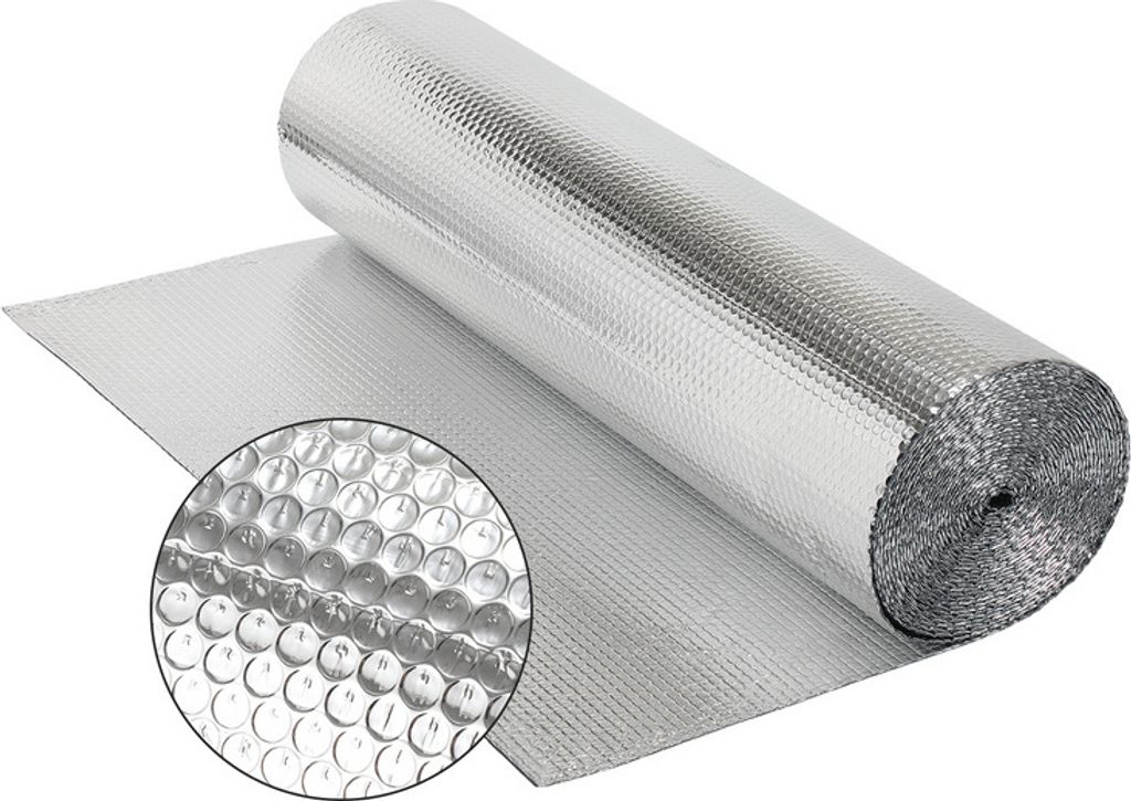 Yakimz 1x 10m Isolierfolie Dämmfolie Dach Doppelte Alu-Luftpolsterfolie 3-4mm Isolierungsfolie Wärmehaltung