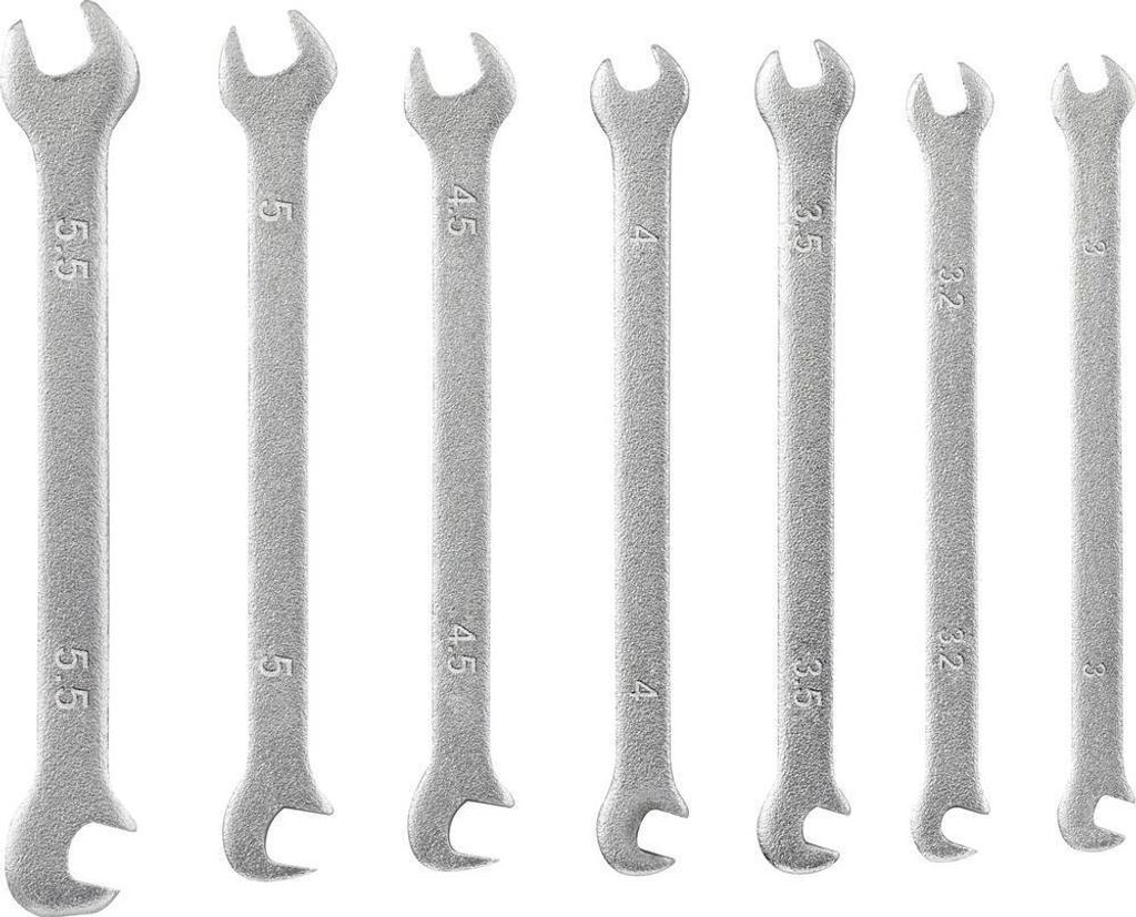 TOOLCRAFT TO-4985421 Doppel-Maulschlüssel-Satz 7teilig Schlüsselweite (Metrisch) 3 - 5.5 mm