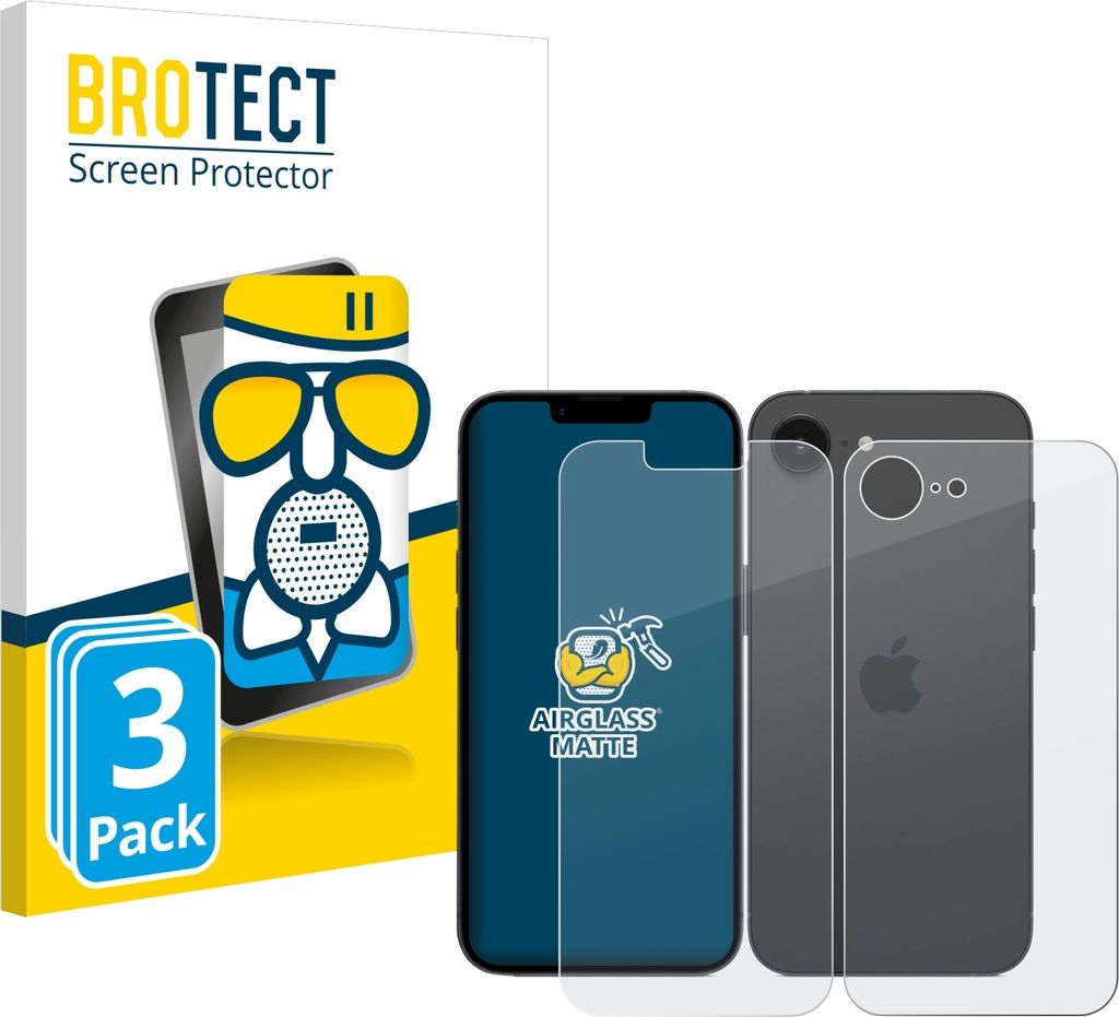 3x BROTECT Entspiegelungs Schutzglas für Apple iPhone 16e / 17e Schutzfolie Panzer Folie Glas Display Schutz matt
