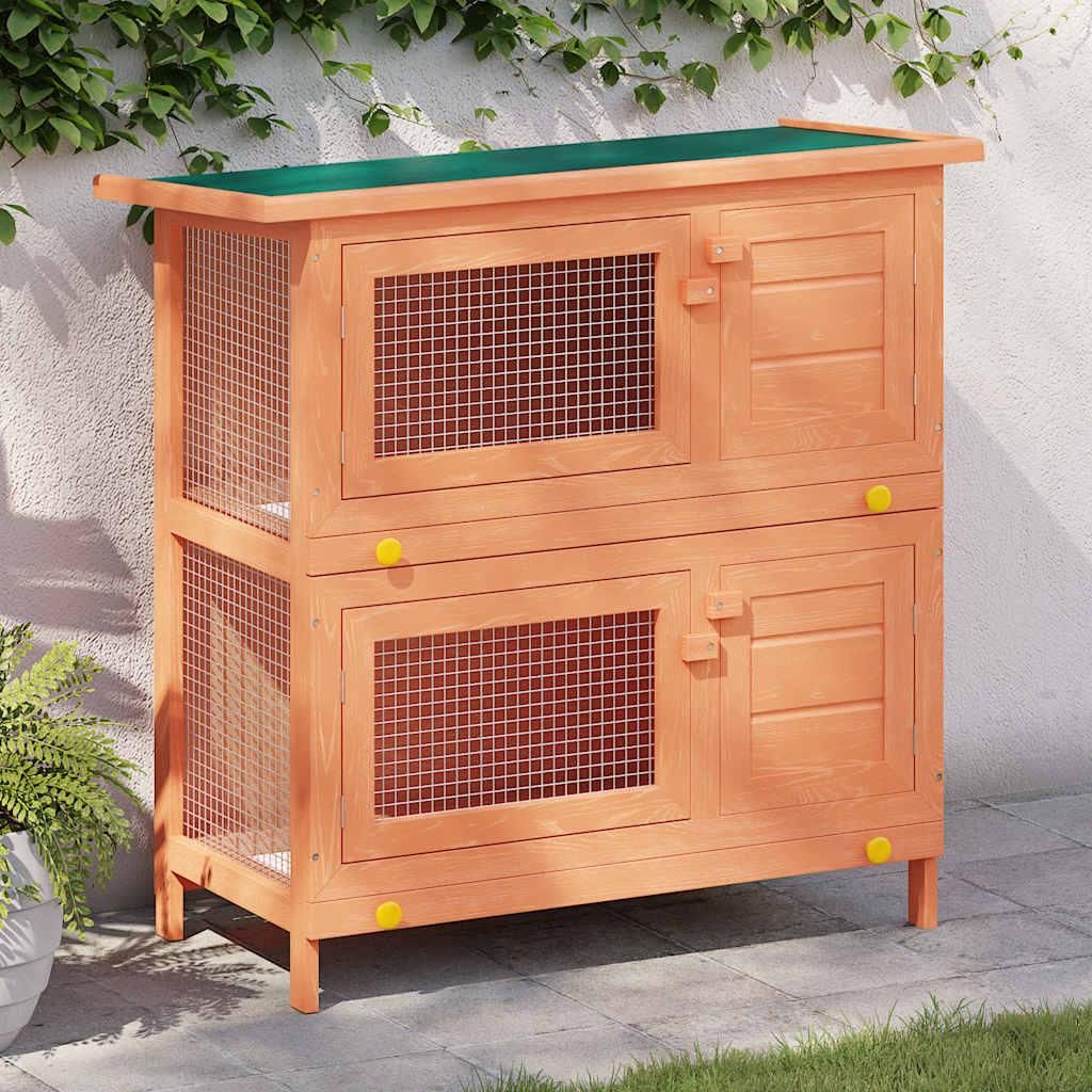 vidaXL Kaninchenstall Kleintierhaus Hasenstall 4 Türen Holz Produktbild 