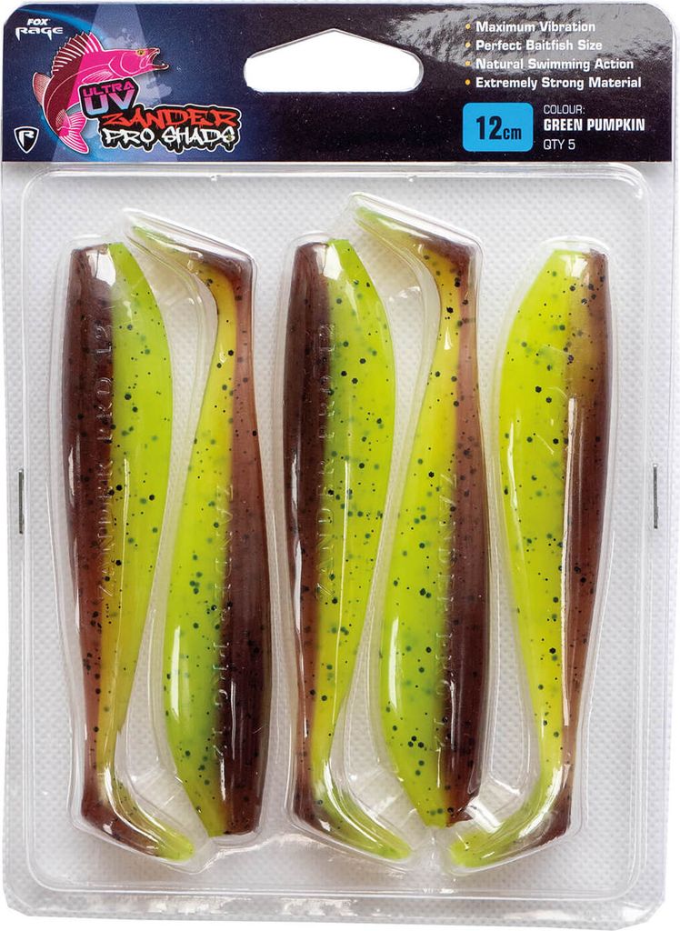Fox Rage Zander Pro Shad UV Green Pumpkin Set 5Stk 7,5cm