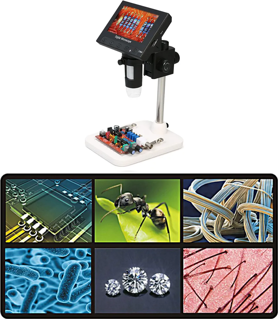 Microscope numérique LCD 4,3 pouces 1000X 720P avec support de soudure - 4