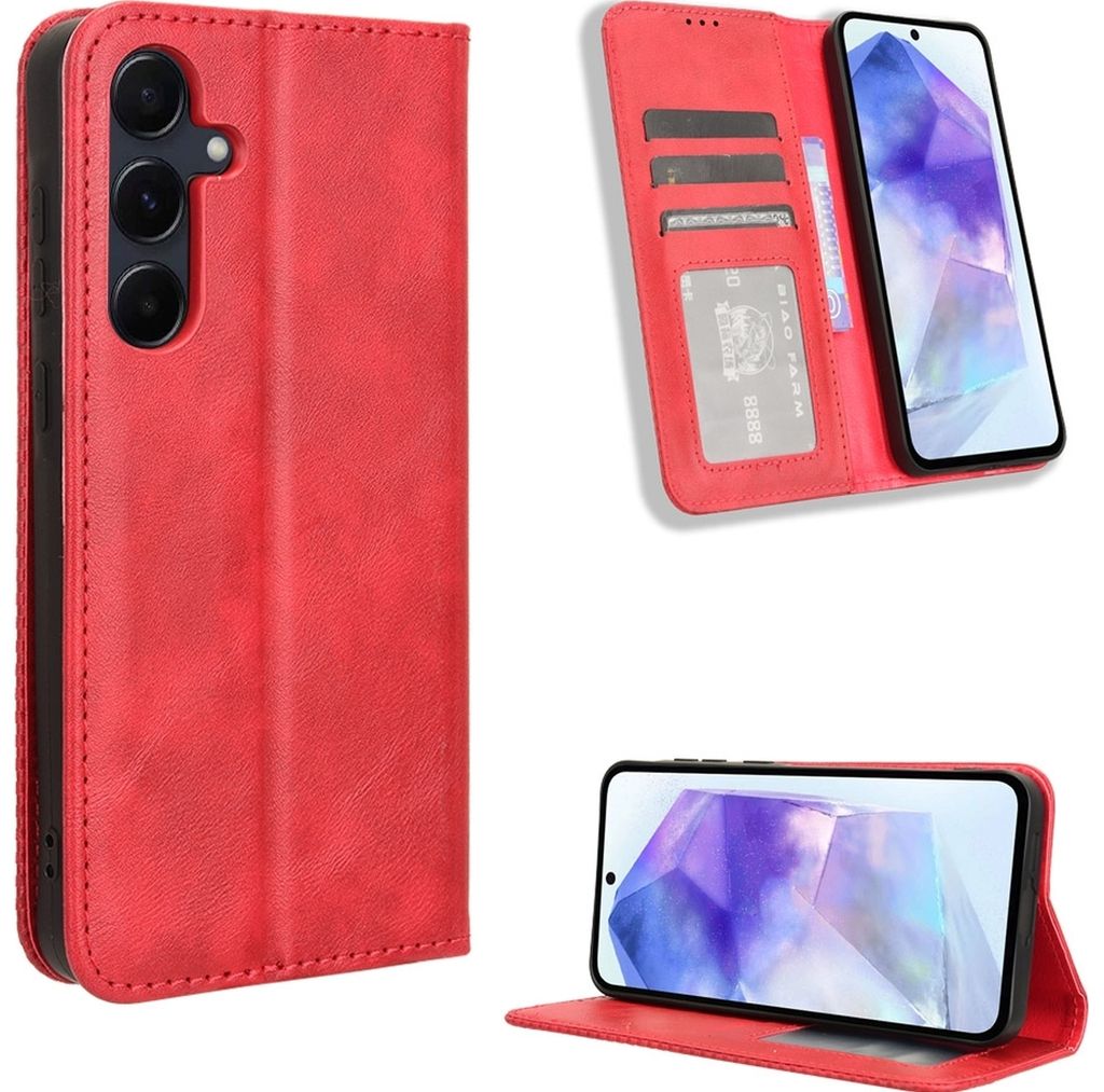 Mobigear Sensation Samsung Galaxy A35 Hülle Klapphülle Geldbörse - Rot