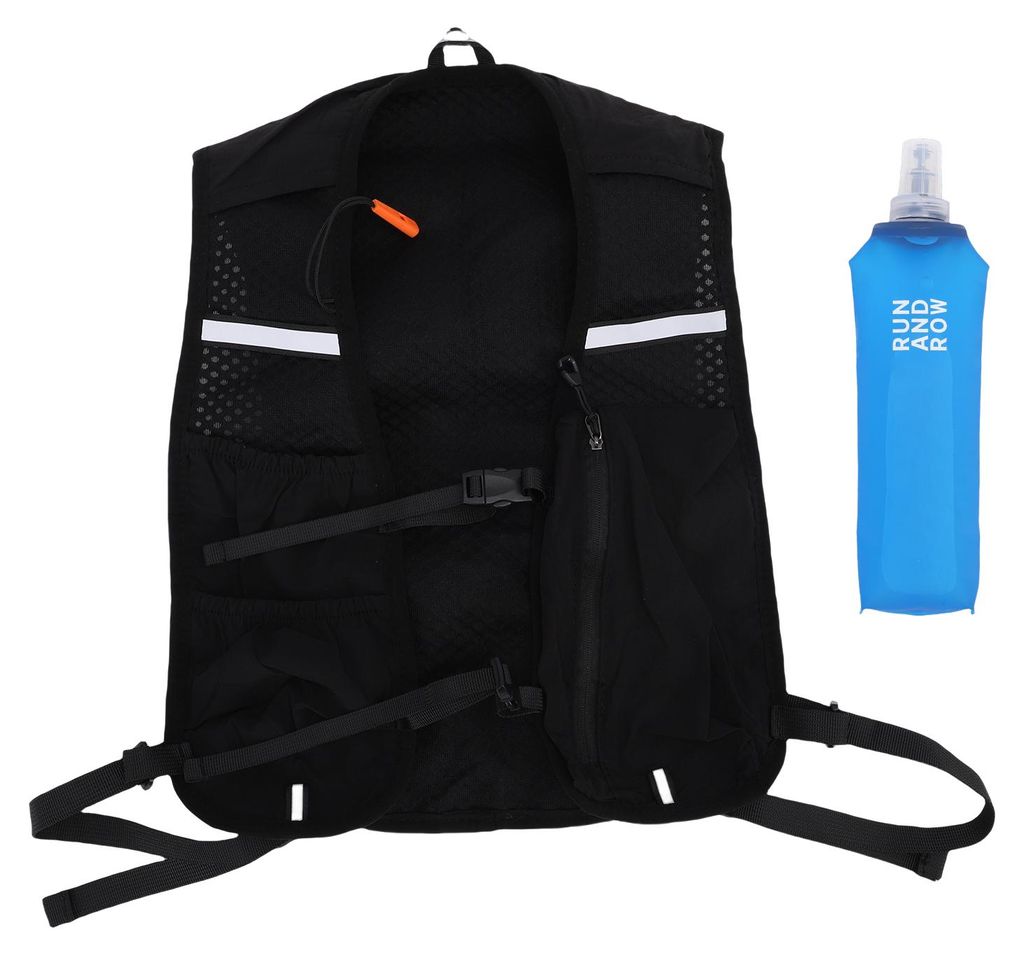 Laufweste für Damen und Herren mit 500-ml-Trinkflasche, reflektierend und atmungsaktiv, für Outdoor-Sportarten, schwarz