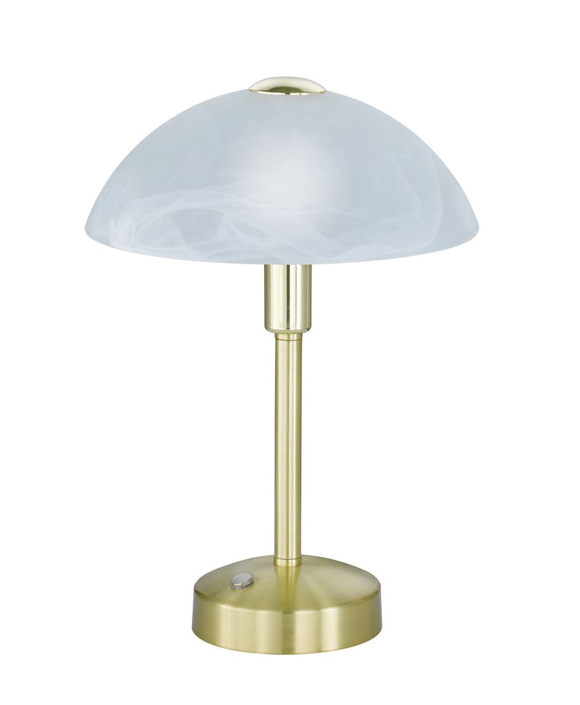 LED-Tischlampe - Weiß - Messing - Glas - H 30 cm - dimmbar Produktbild 