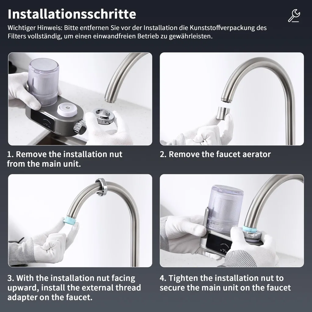 Filtre à eau robinet cuisine stérilisant élimine chlore et plomb - Gris - 7