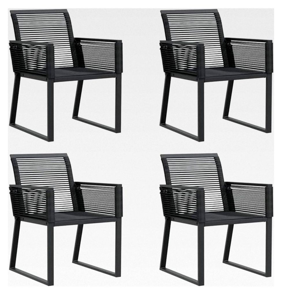 Gartenstühle 4 Stück Schwarz Poly Rattan
