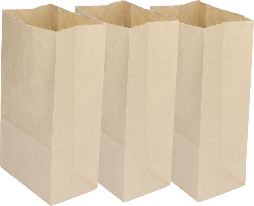 100 Stück Kraftpapiertüten, lebensmittelecht, fettabweisend, reißfest, Einweg-Einkaufstüten aus braunem Kraftpapier, 240 x 130 x 80 mm / 9,4 x ...