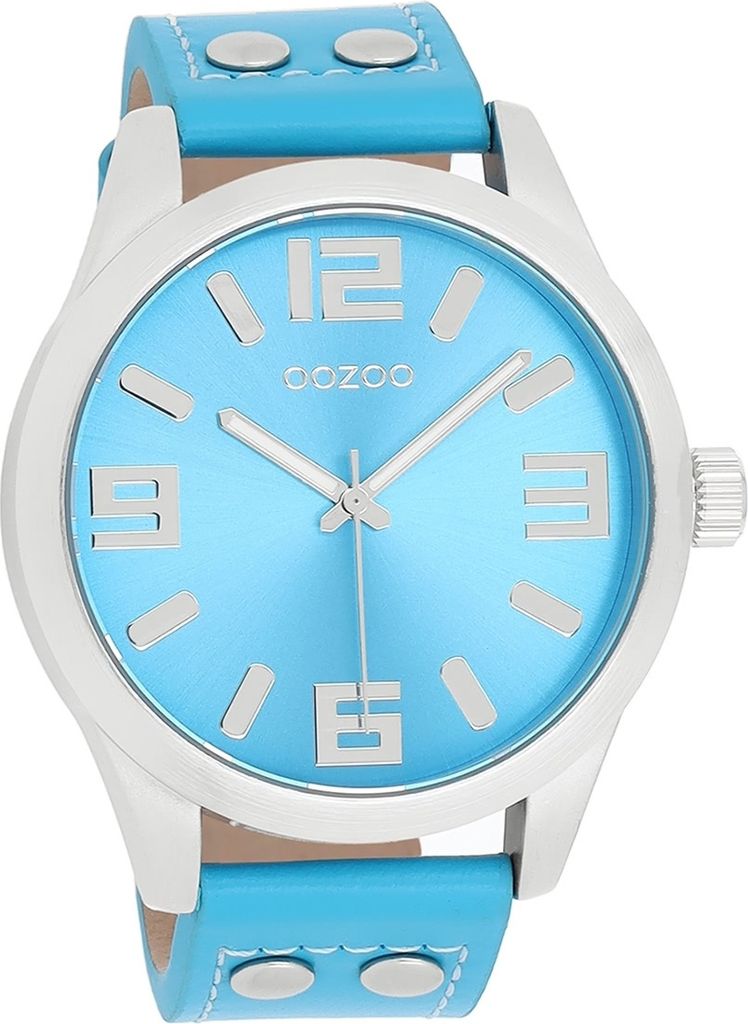 Oozoo Leder Damen Uhr Analog Quarzuhr Armband hellblau Timepieces D2UOC1075A