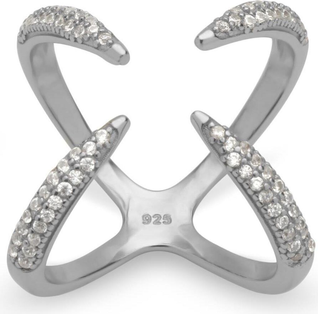 Zirkoniabesetzter X-Ring 925er Silber SR0305