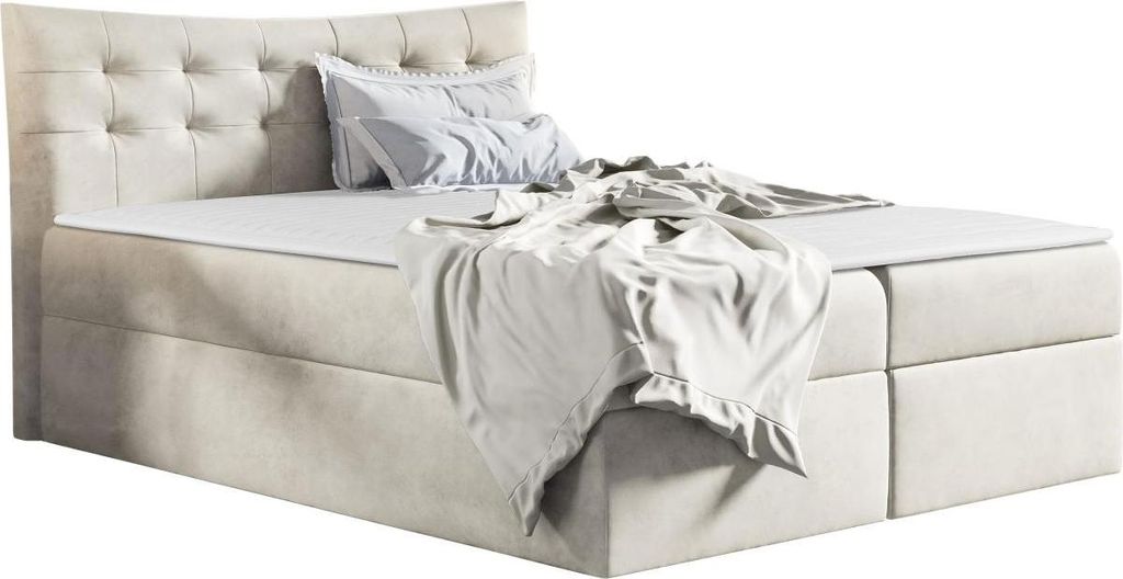 MIRJAN24 Boxspringbett Havana, Moderne Doppelbett mit zwei Bettkästen, Schlafzimmer Ehebett (Fuego 170, Größe: 140x200 cm)