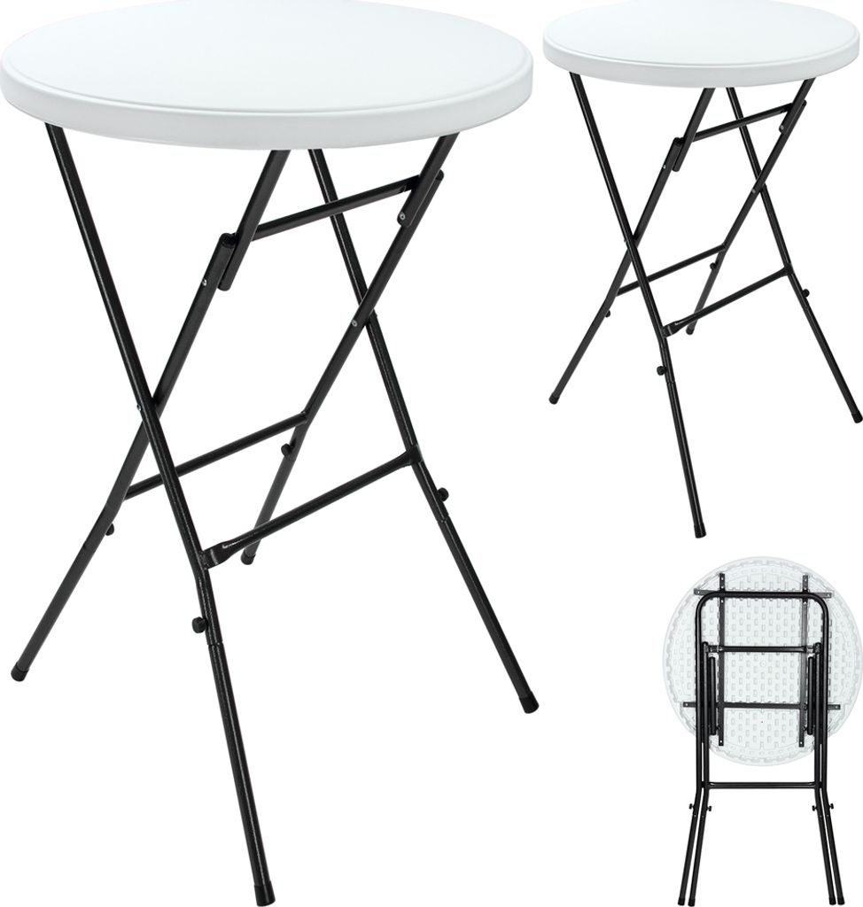 2 x Stehtisch Klappbar Ø 72 cm Rund Kunststoff Produktbild