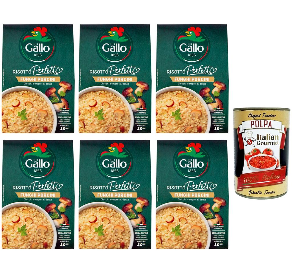 Gallo Risotto Perfetto Funghi Porcini Steinpilzrisotto 6x175g + Italian Gourmet Polpa 400g
