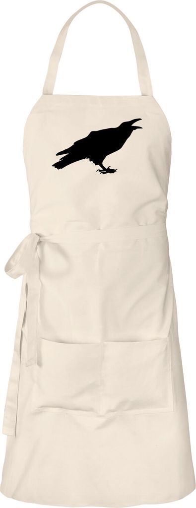 Huuraa Schürze Rabe Silhouette Natur mit Taschen Baumwolle Kochschürze Geschenkidee