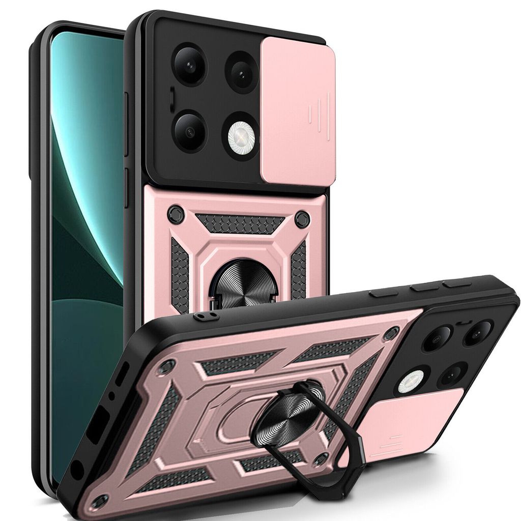 Outdoor Panzer Hülle Xiaomi Redmi Note 13 4G Handyhülle Kameraschutz Ringhalter Rosegold