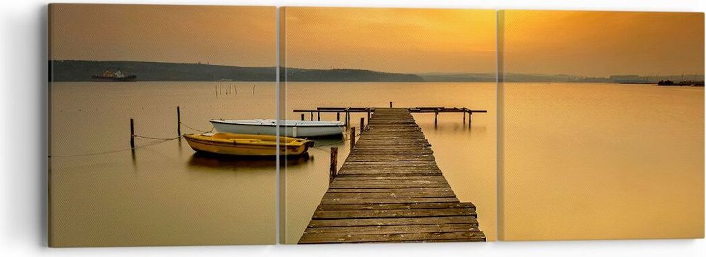 Bild auf Leinwand - Leinwandbild - See Brücke - 90x30cm - Wand Bild - Wanddeko - Wandbilder - Leinwanddruck - Bilder - Kunstdruck - Wanddekoration...