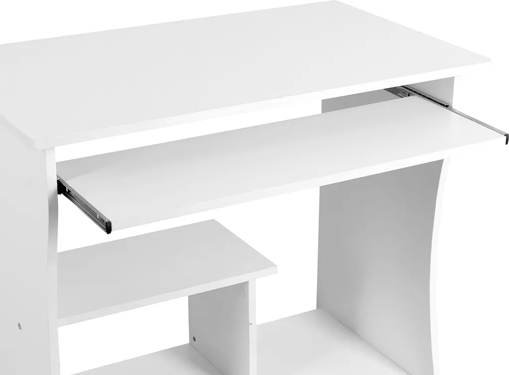 Bureau blanc à roulettes directionnelles - Table multi-usages stable 90cm