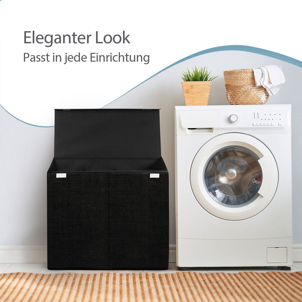 Zonovi Wäschekorb 3 Fächer mit Deckel - Wäschesammler - Produktbild 5