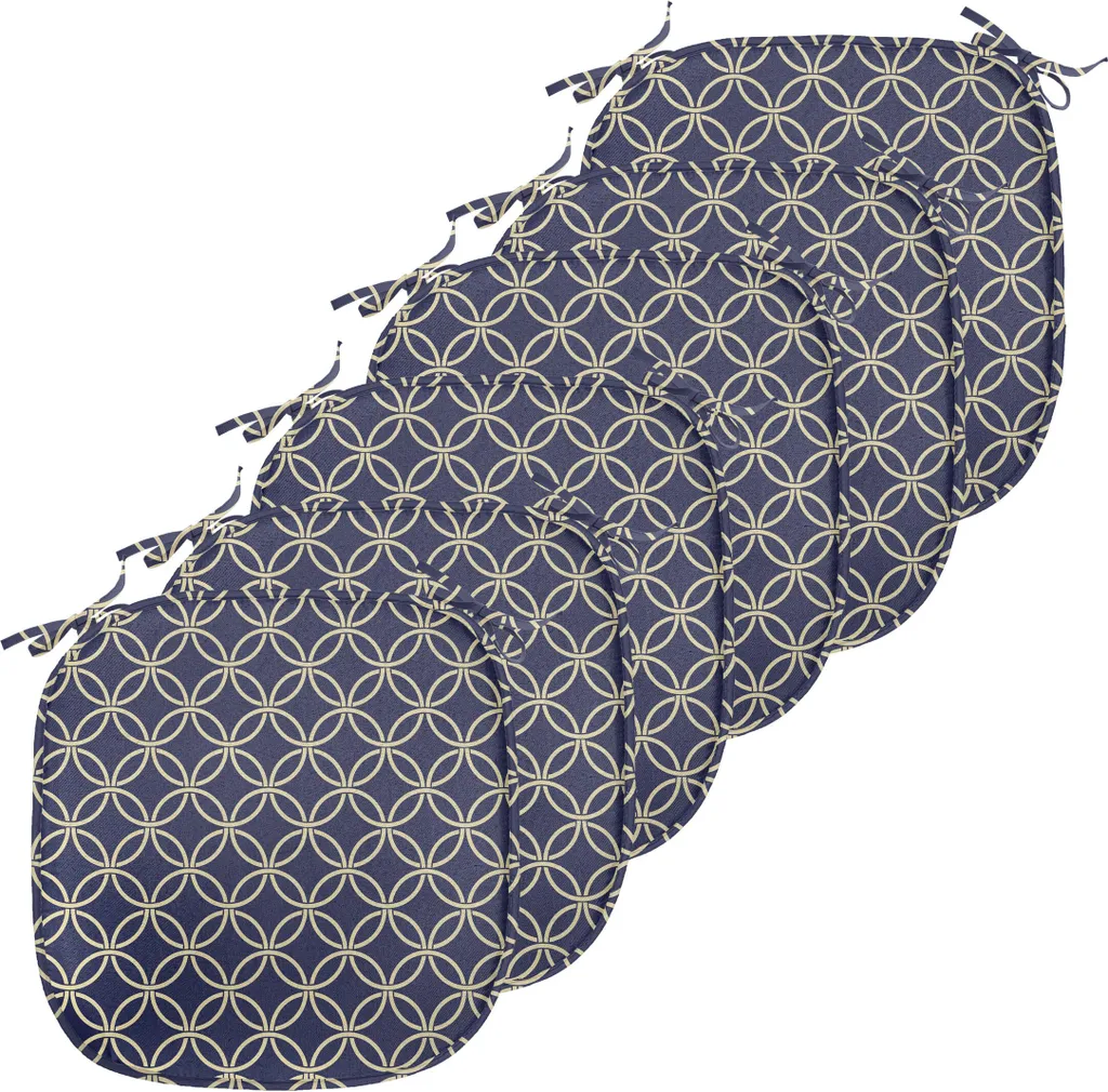 Coussin de chaise anti-tache bleu marine lot de 6 galettes 40x40cm