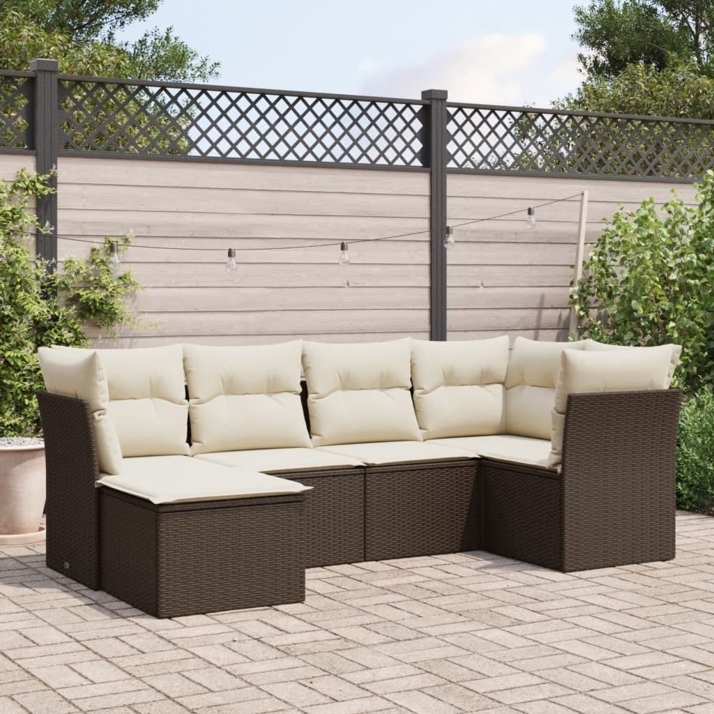 Maison Exclusive - 6-tlg. Garten-Sofagarnitur mit Kissen Braun Poly Rattan
