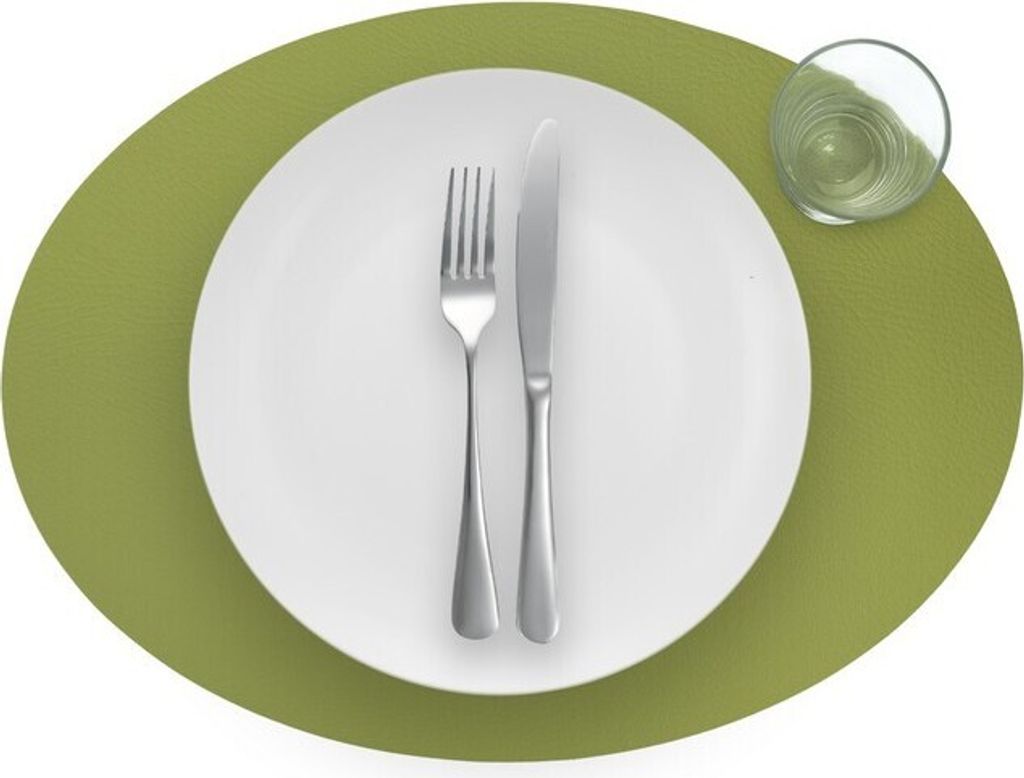 Tischset Ovaal - Recyceltes Leder - 28,5 x 43,5 cm - 4 Stück - Thymian