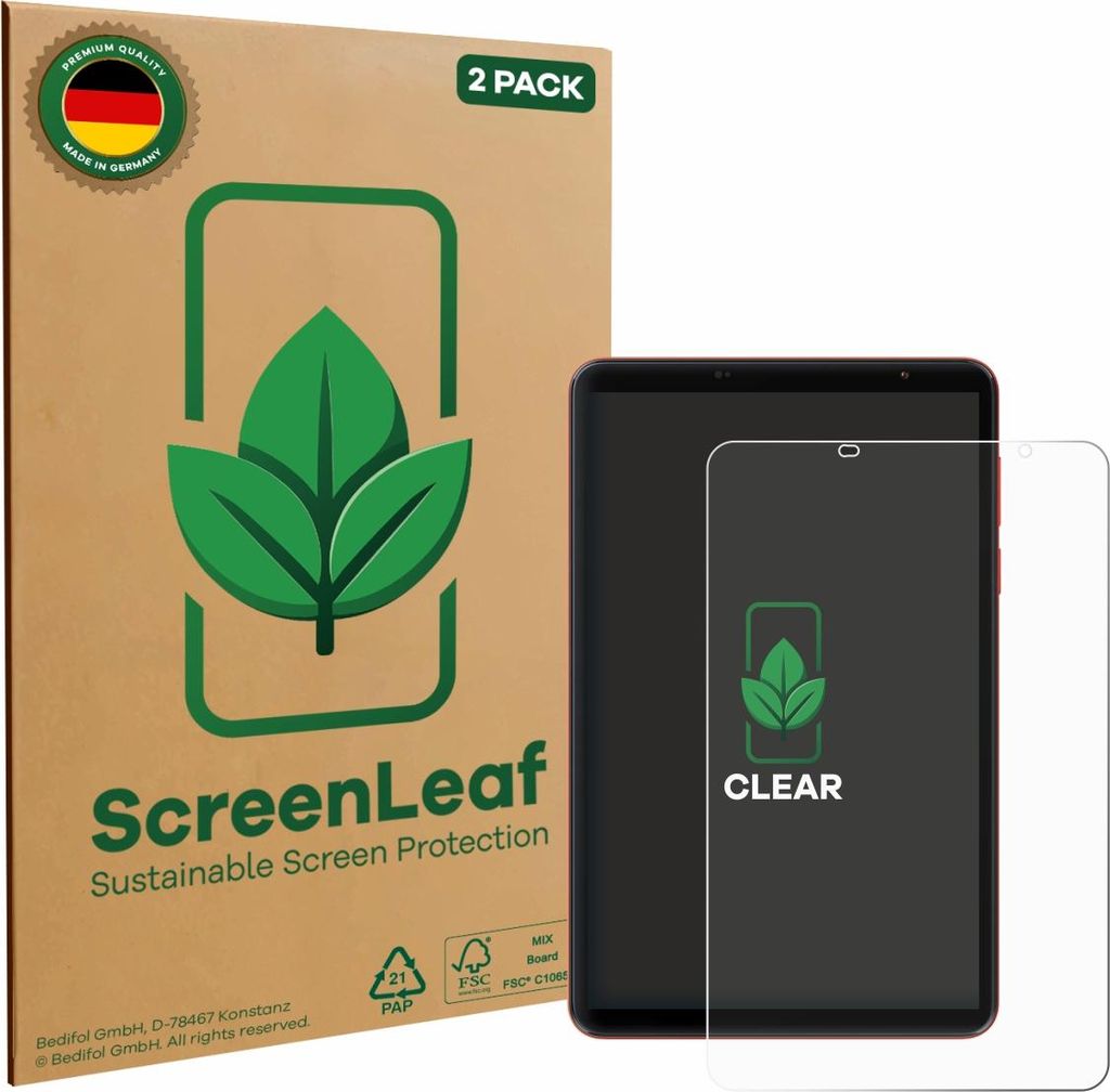 2x ScreenLeaf Schutzfolie für Blackview Zeno 1 8" nachhaltiger Displayschutz Display Schutz Folie Klar Transparent