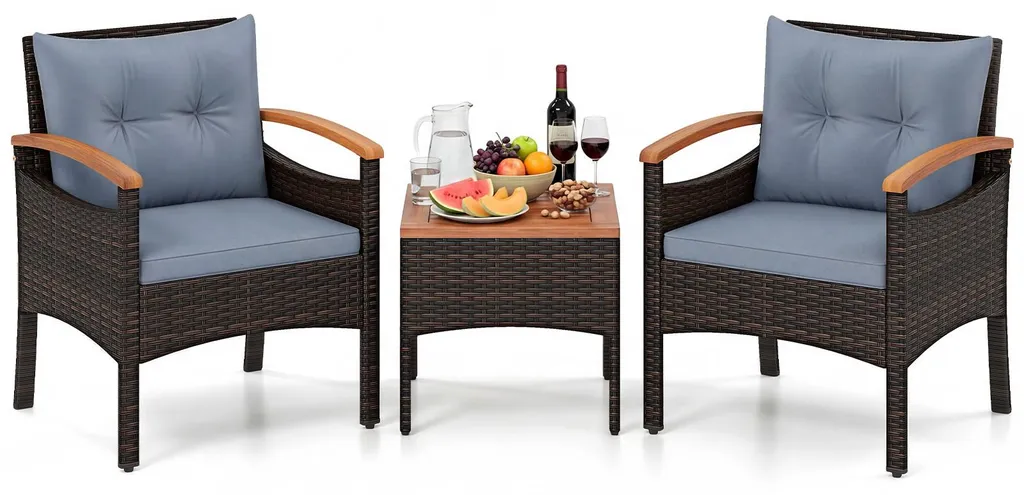 Salon de jardin pour petit balcon : ensemble table et fauteuils cosy