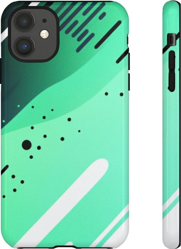 Dynamisches geometrisches Muster in Grün und Schwarz – Hülle Kompatibel mit iPhone 11