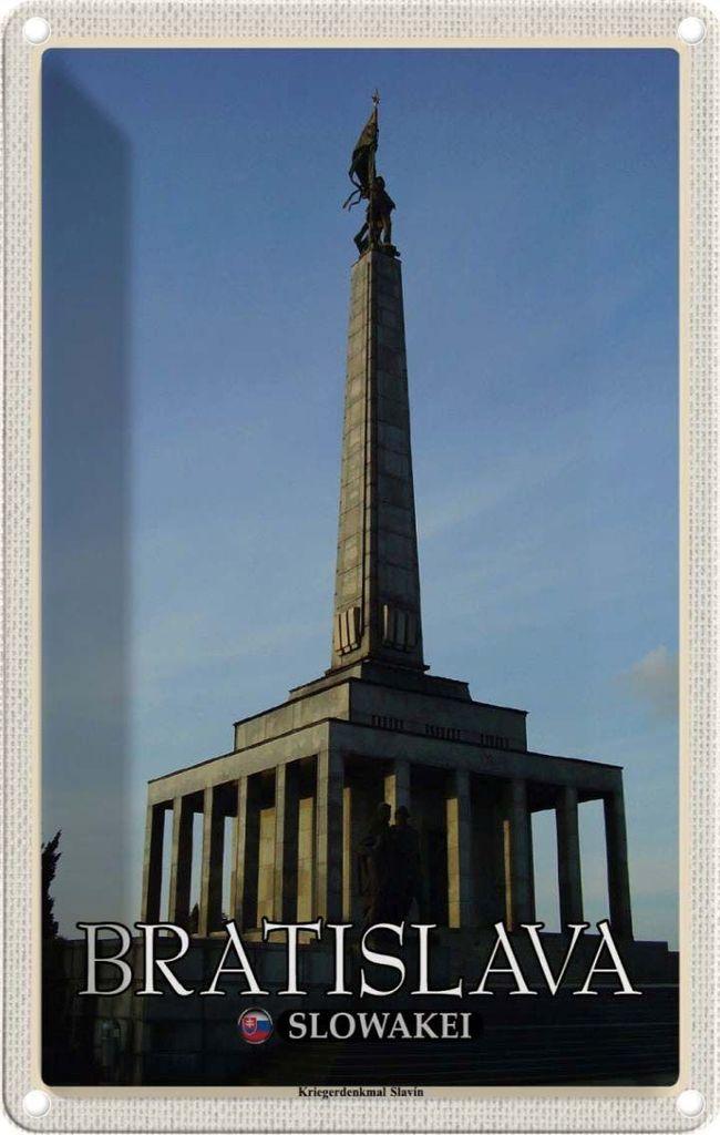 vianmo Blechschild 18x12 cm Bratislava Slowakei Kriegerdenkmal Slavin Bildmotiv Reisemotiv Abenteuer Reisen