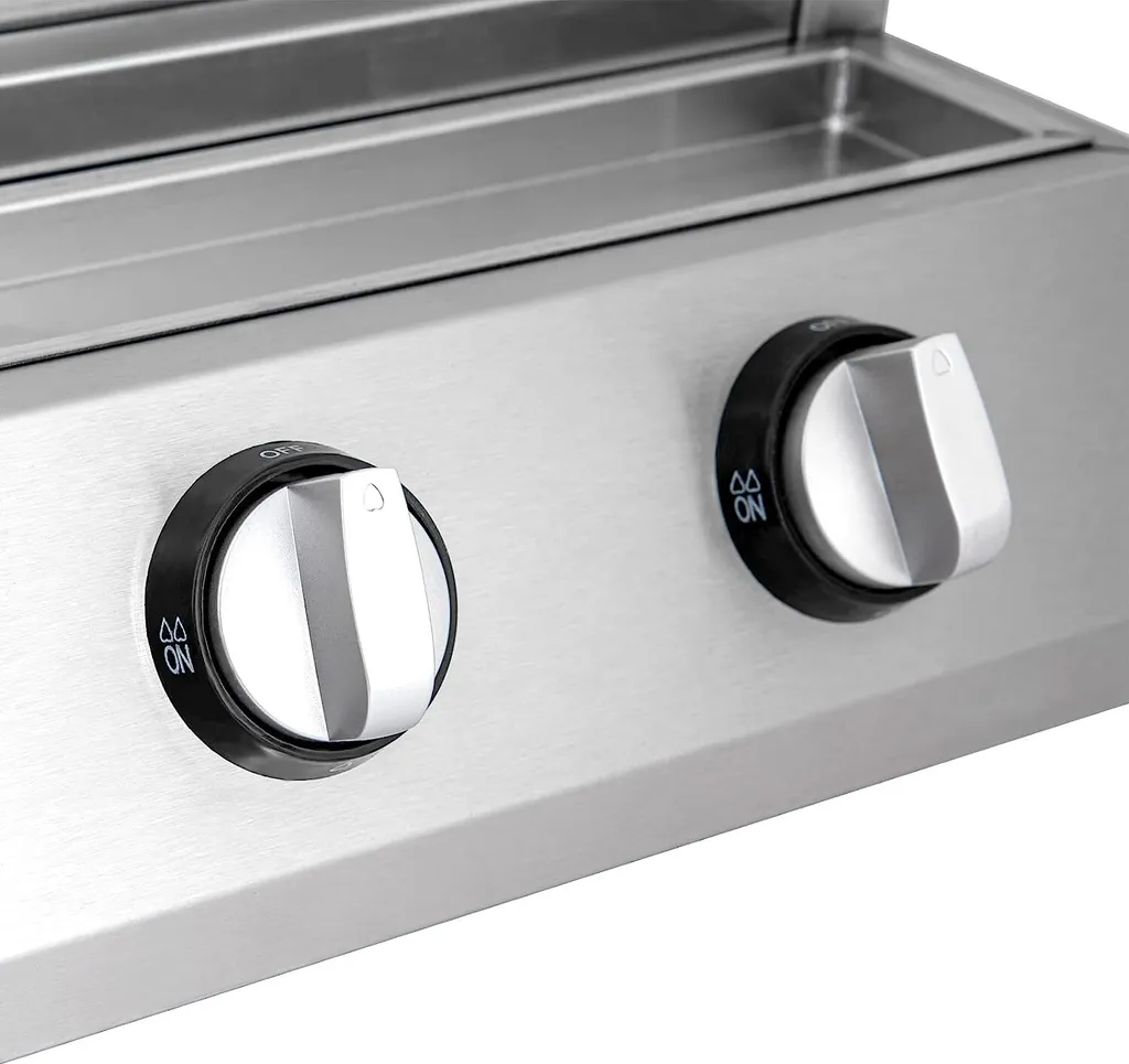 Barbecue à gaz 4 feux avec rôtissoire réglable et structure Inox durable