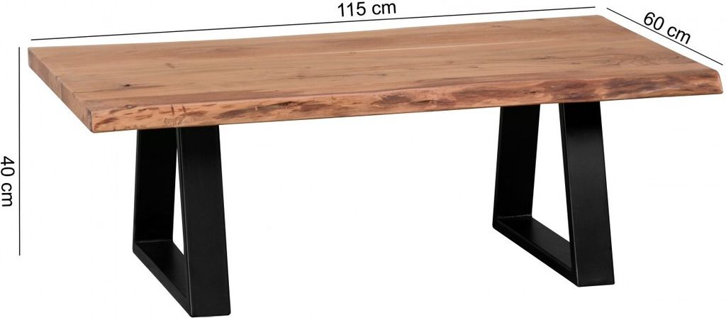 Couchtisch GAYA Massivholz Akazie 115 x 60 cm Baumstamm Produktbild 3