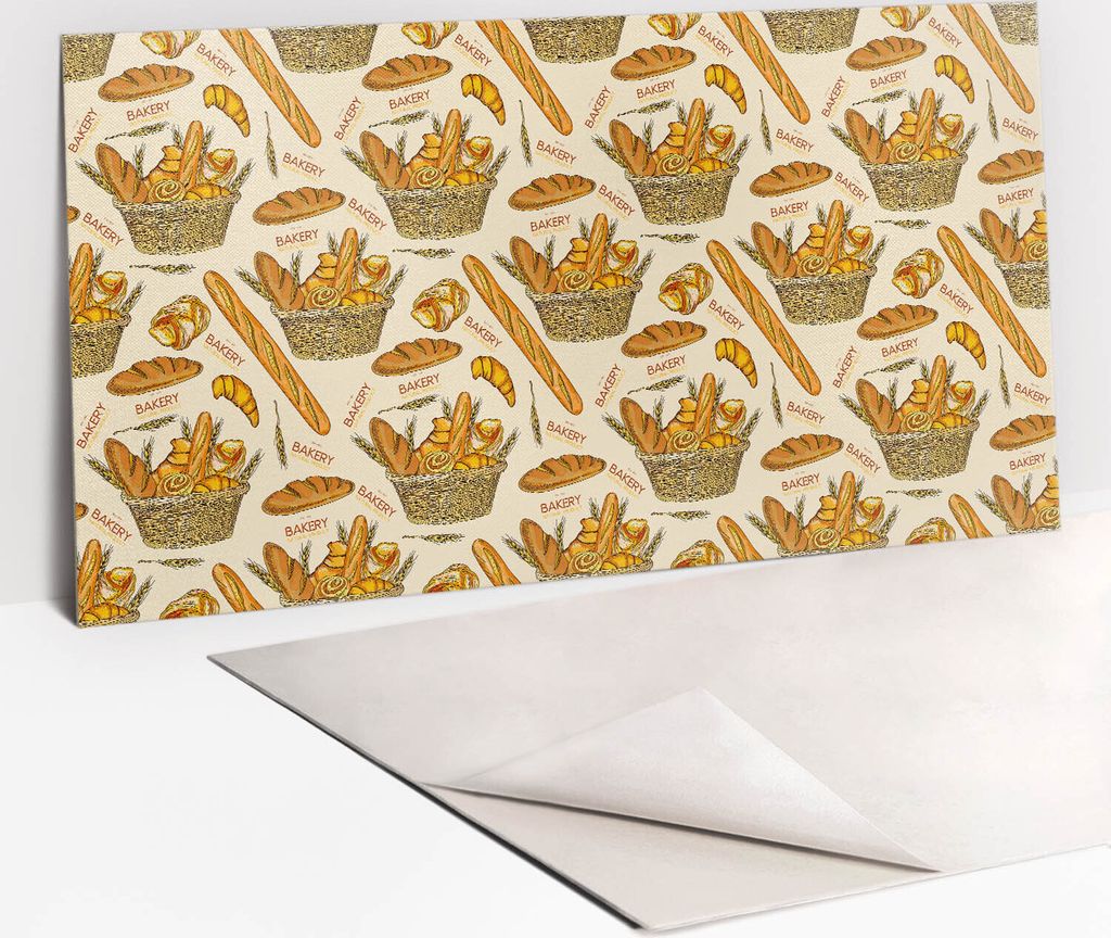 PVC-Wandschutz für die Küche - Stilvoller Schutz für Ihre Wände 100 x 50 Brot zeichnen