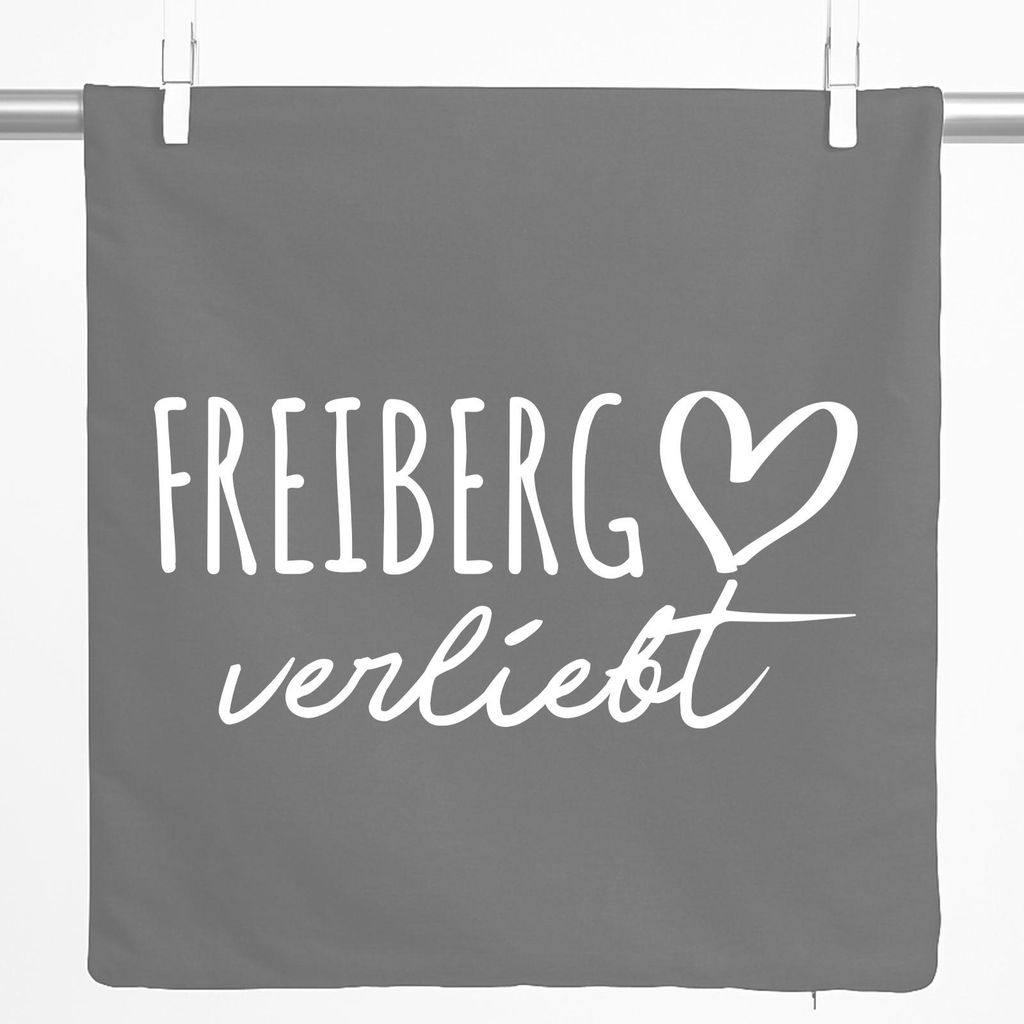 Huuraa Kissenbezug Freiberg verliebt 40x40cm Steel Grey Baumwolle Dekokissenbezug Geschenkidee