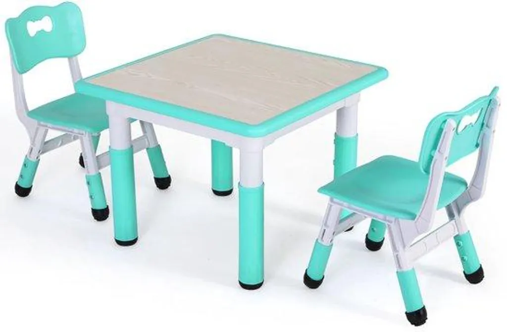 Table de Jeux et Bureau pour Enfants 3-8 ans avec 2 Chaises Turquoise
