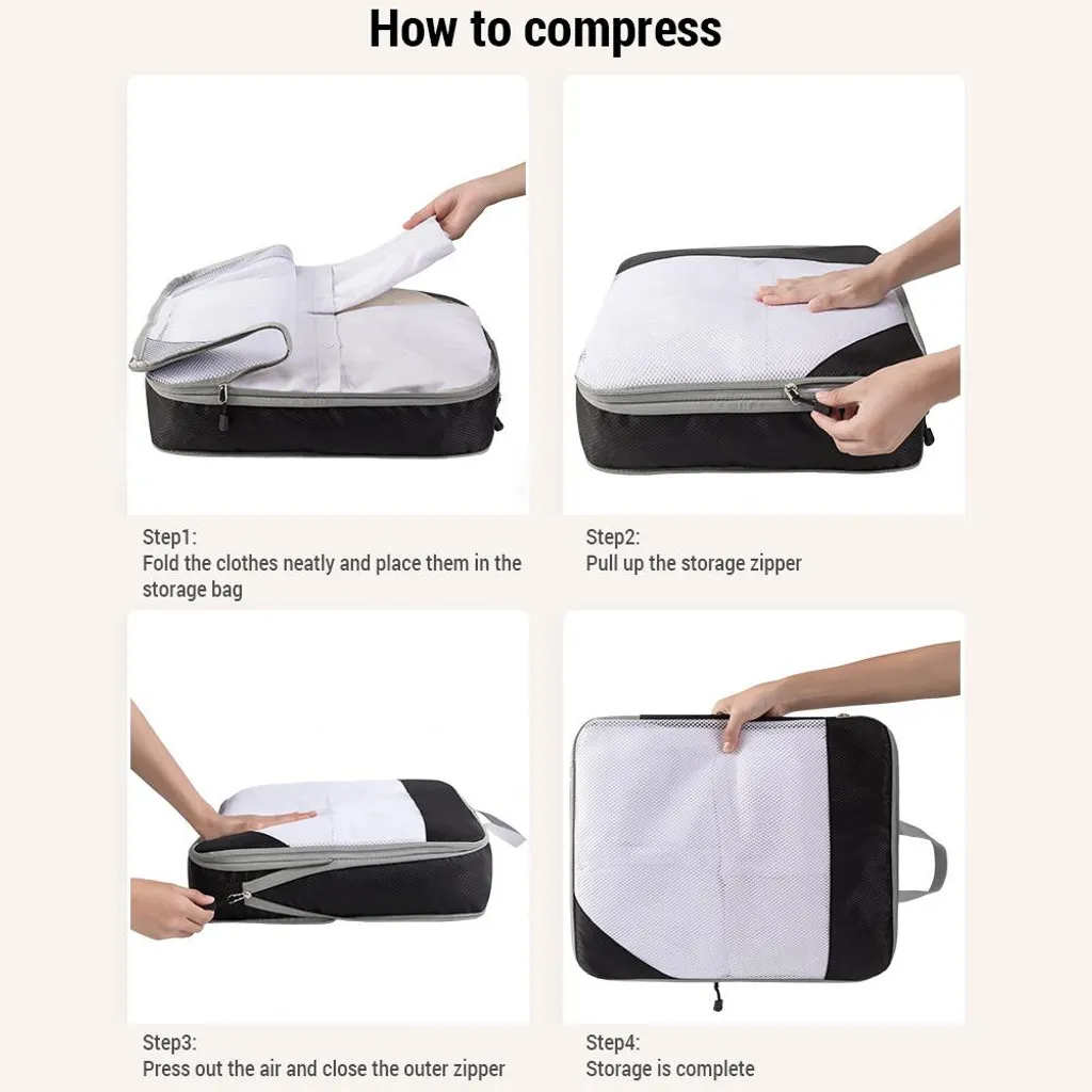 Set Di 7 Cubi Da Viaggio per Valigie, Organizer Pieghevole per