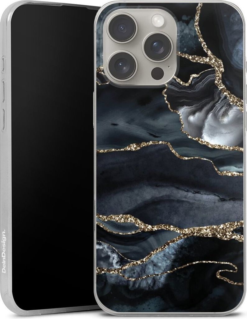 DeinDesign Slim Hülle für Apple iPhone 16 Pro Max Silikon Case Ultra Dünn Handyhülle Glitzer Look Marmor Trends