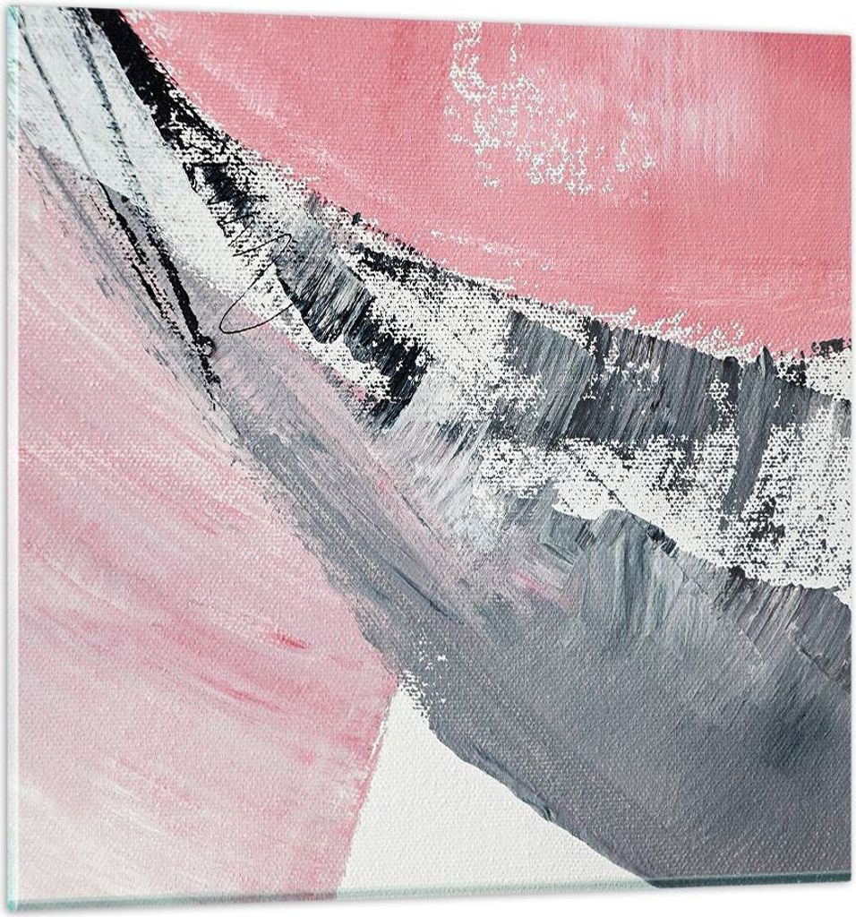 Bilder auf glas - Einteilig - Rosa Grau Farbe - 70x70cm - Glasbilder - Wandbilder - Bilder - zum Aufhängen bereit - Wanddekoration aus Glas - Glas...