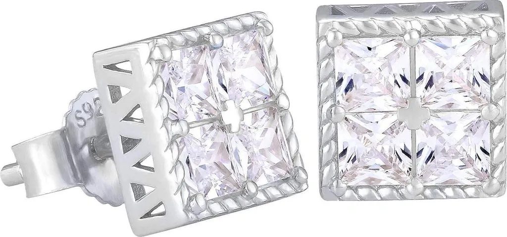 Orecchini 8mm Argento 925 Uomo Pietre Zirconi Blu Bianco - Qualità