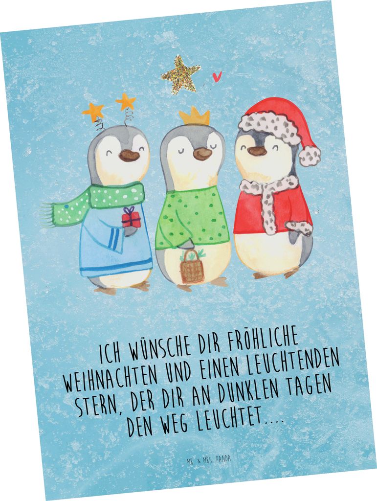 Mr. & Mrs. Panda Postkarte Winterzeit Heilige drei Könige - Eisblau - Geschenk, Weihnachtstage, Weihnachten, Ansichtskarten, bildkarte, Postkarten...