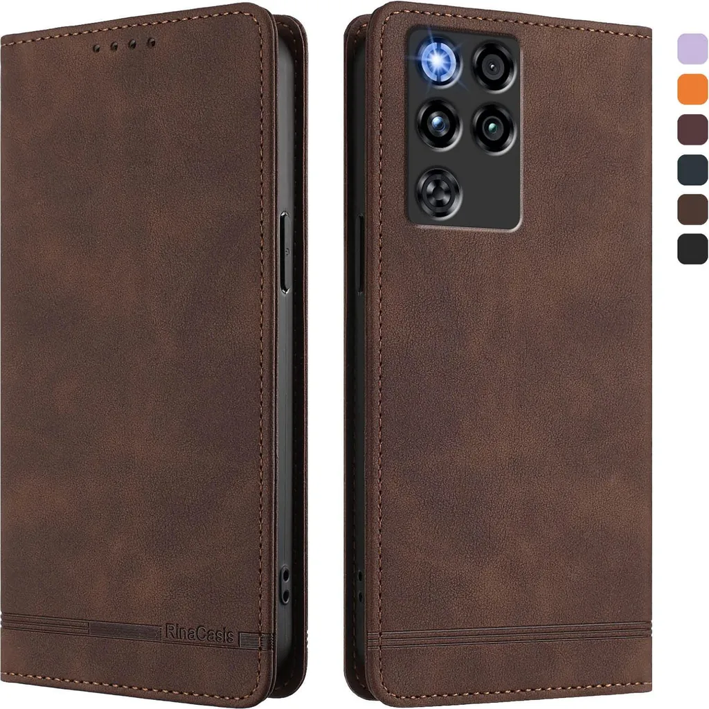 Cover RedMagic 11 Pro Wallet Case: Eleganza in Finto Cuoio Brown