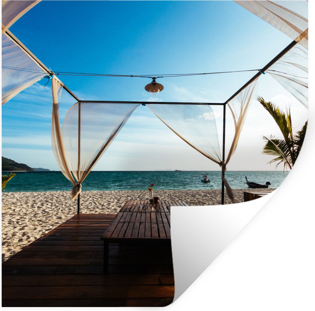 MuchoWow Wandtattoo Wandsticker Wandaufkleber Strand - Himmel - Meer 100x100 cm Selbstklebend und Repositionierbar - Wierderverwendbar - Selbstkl...